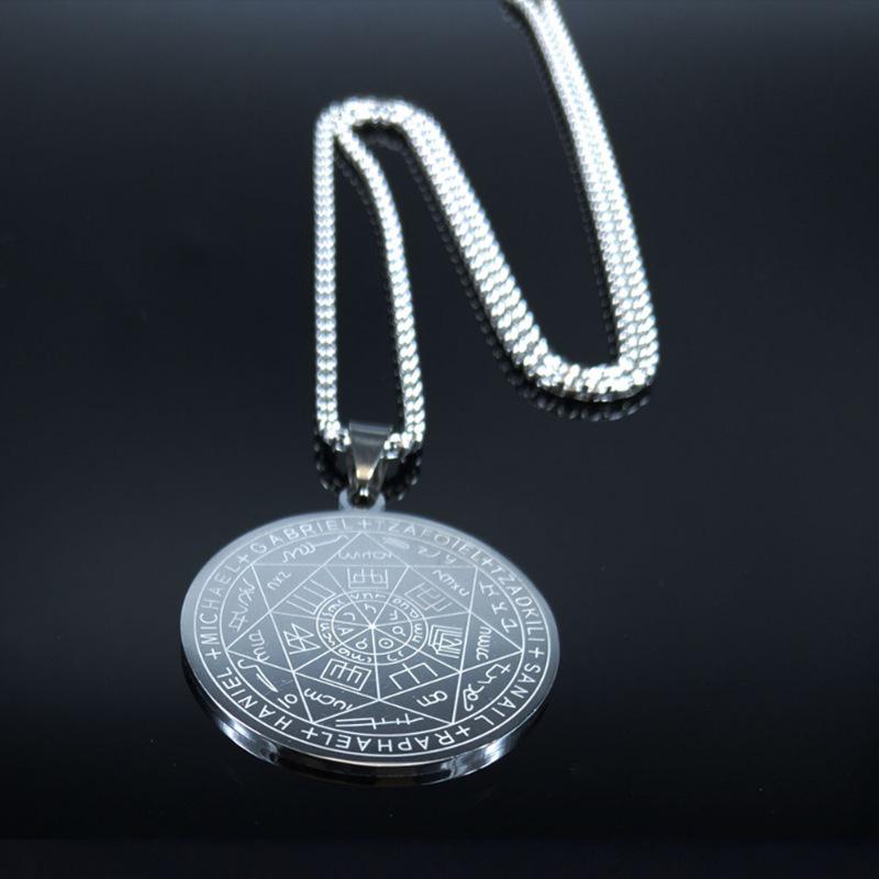 Ожерелье из нержавеющей стали с семью архангелами, амулет, мужское ожерелье-талисман с печатью Соломона, защитные ювелирные изделия, воротник hombre N1162S2