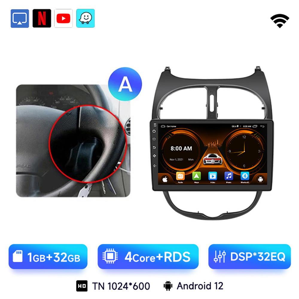 Автомобильное радио JIUYIN для Peugeot 206 206CC 206SW 2001 - 2008 беспроводное CarPlay Android Auto интеллектуальные системы автомобиля No 2 din 2din DVD