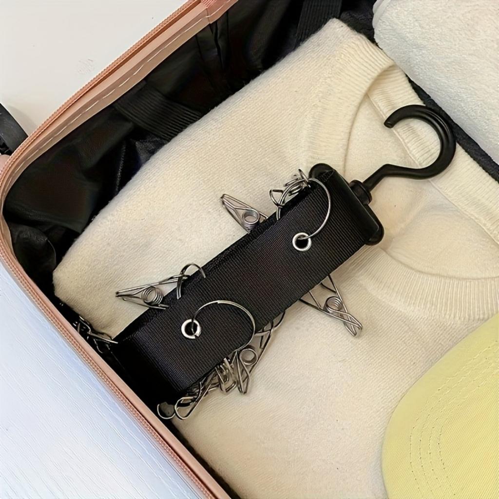 Stainless Steel Hat Rack with 8 Clips - Non Electric Hat Storage Rack for Home Wardrobes, Versatile for Summer Clothing Storage and Home Decoration