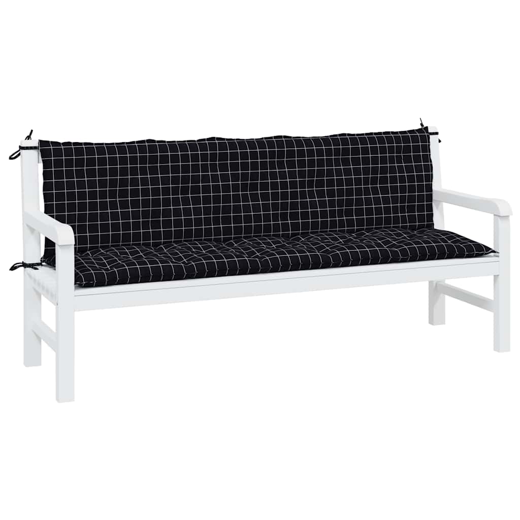 Garden Bench Cushions 2 pcs Black Checkered Pattern Oxford Fabric