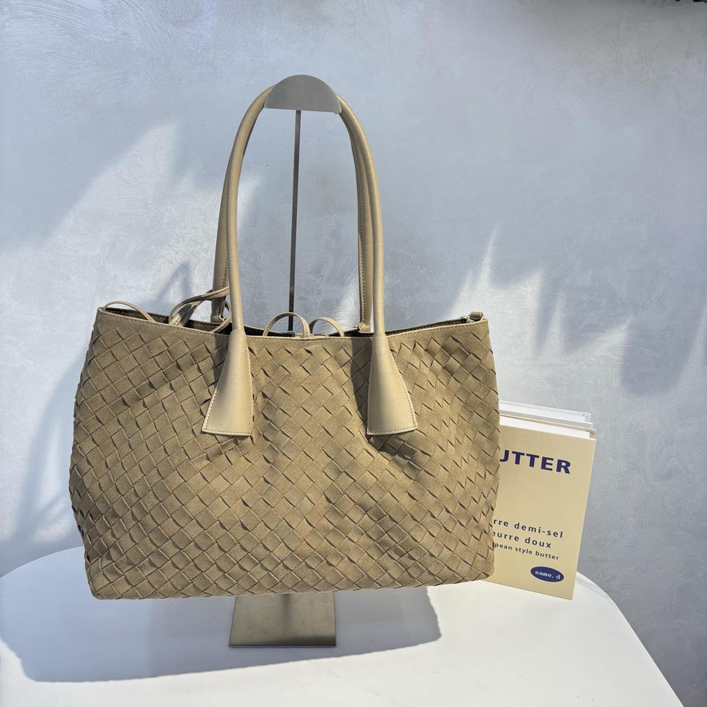 Осенняя ретро плетёная сумка-тоут из замши: Универсальная сумка через плечо и через плечо