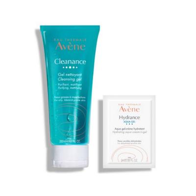 Avène Cleanance Очищающий гель — 200 мл Avène Aqua Крем-гель (образец) — Набор 2 мл: 1 × 200 мл очищающий гель + 1 × 2 мл образец крем-геля