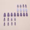 24Pcs Medium Gradients Purple Shimmery Press On Nail with Flower Designs Square Shape Faux Nail Glues On Nail for Women