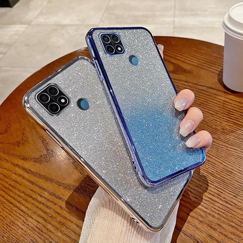 Для OPPO Realme C21 Чехол Realme C21 Чехол для телефона Блестящий блестящий силиконовый объектив камеры Мягкая задняя крышка