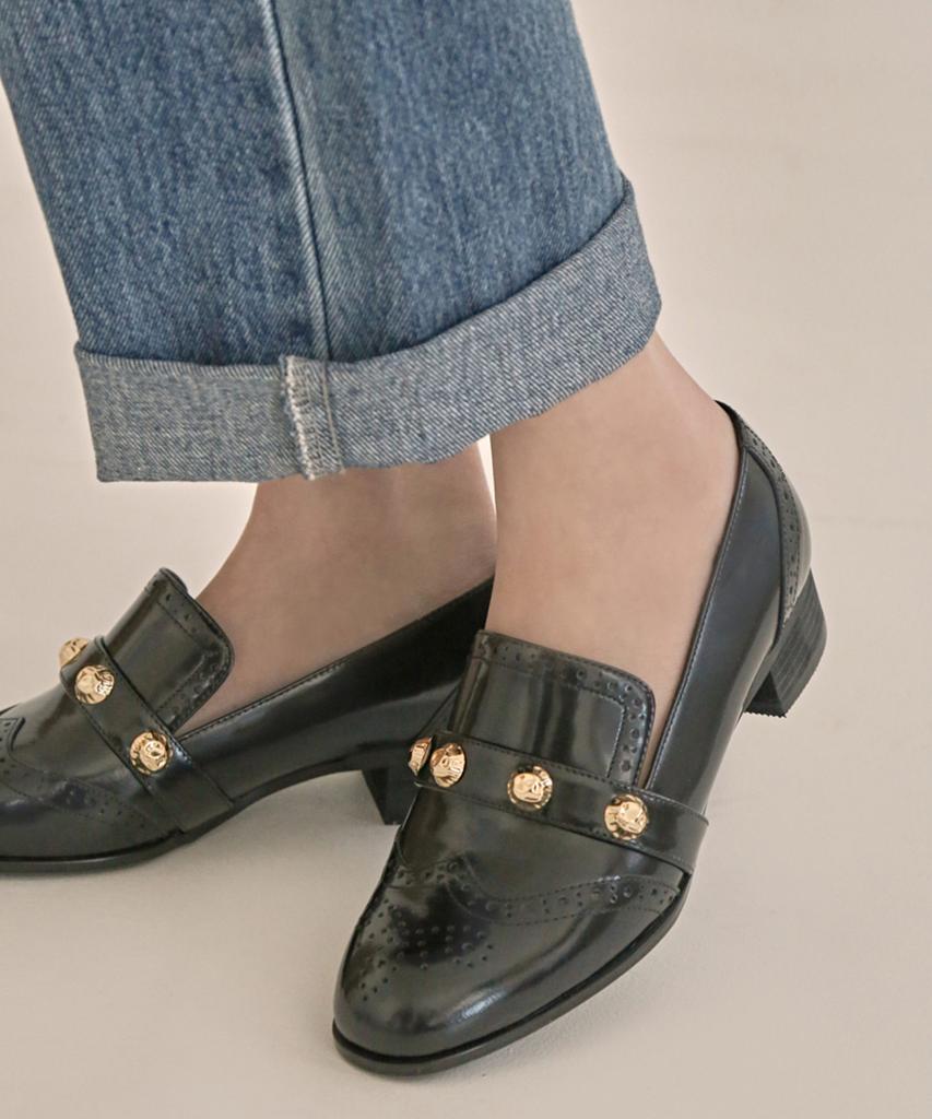 Ashgray Studios 1428 Myrne Gold Studded Loafers