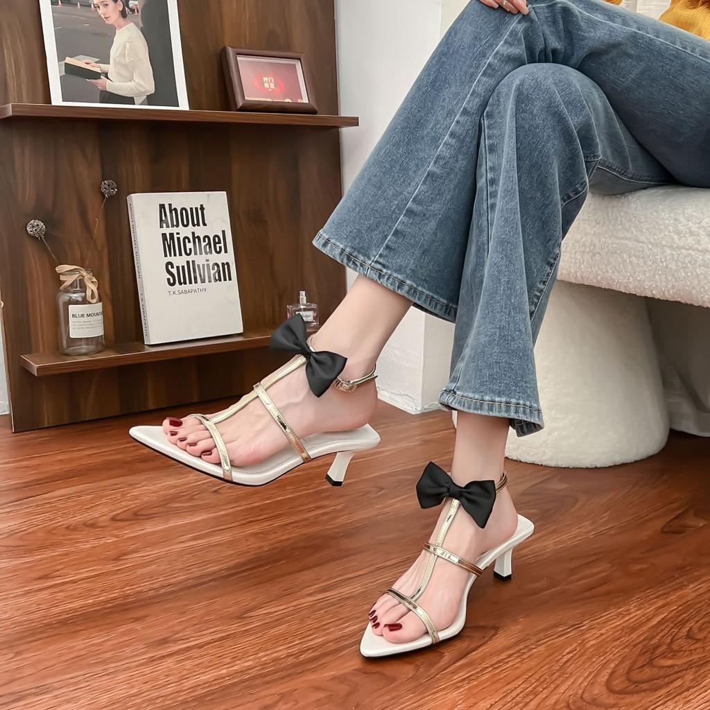 High-heeled Sandals Women's High-end French Stiletto Women's Shoes 2025 New Summer Sandals Women's Fashion Outer Shoes Women