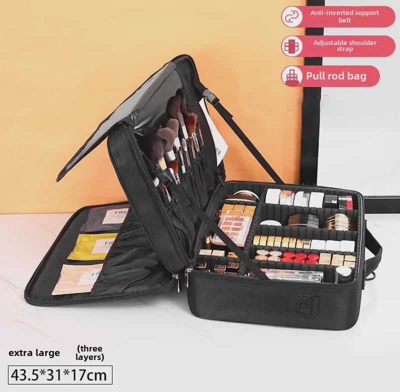 Вместительная многослойная косметичка-органайзер