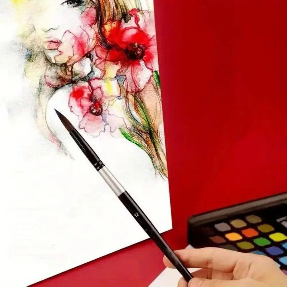 7Pcs/Set Squirrel Hair Bristles Watercolor Brush Round/Pointed Tips Paint Brushes Set Art Class