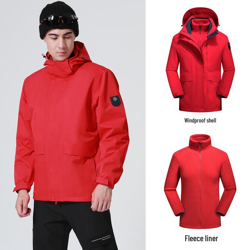 Мужская и женская отстегивающаяся флисовая ветровка три в одном: Ветрозащитная, Водонепроницаемая, Теплая куртка для пеших прогулок для пар.