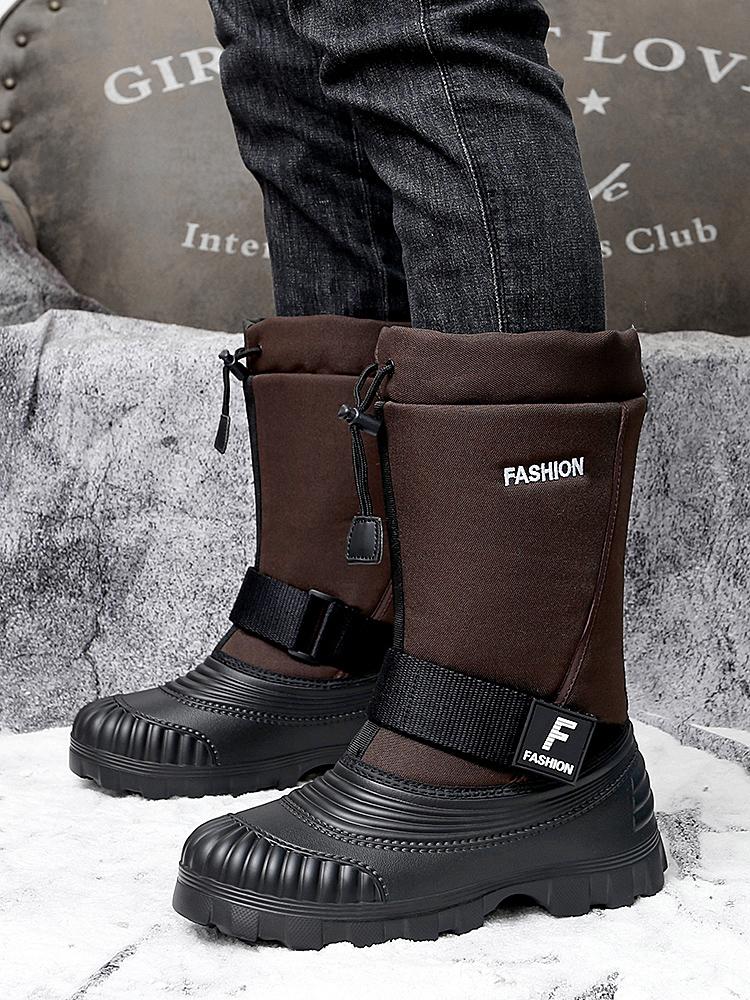 Мужские зимние теплые ботинки для снега, резиновые походные ботинки, уличные сапоги до колена, водонепроницаемые, большого размера