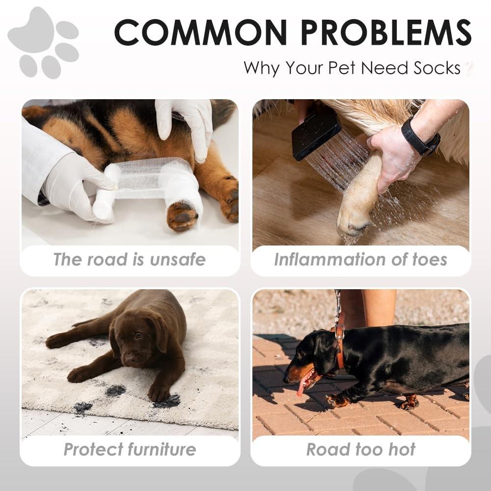 Ботинки для собак с подтяжками, нескользящие гетры для собачьих ботинок, зимние штаны для собак с водонепроницаемыми прикрепленными ботинками, регулируемые ботинки с подтяжками