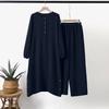 Danmo Women Muslim Two Pieces Set Blouse & Wide Leg Pant Musulman Ensemble Belt Single Button Shirt Ramadan Modest Clothing
