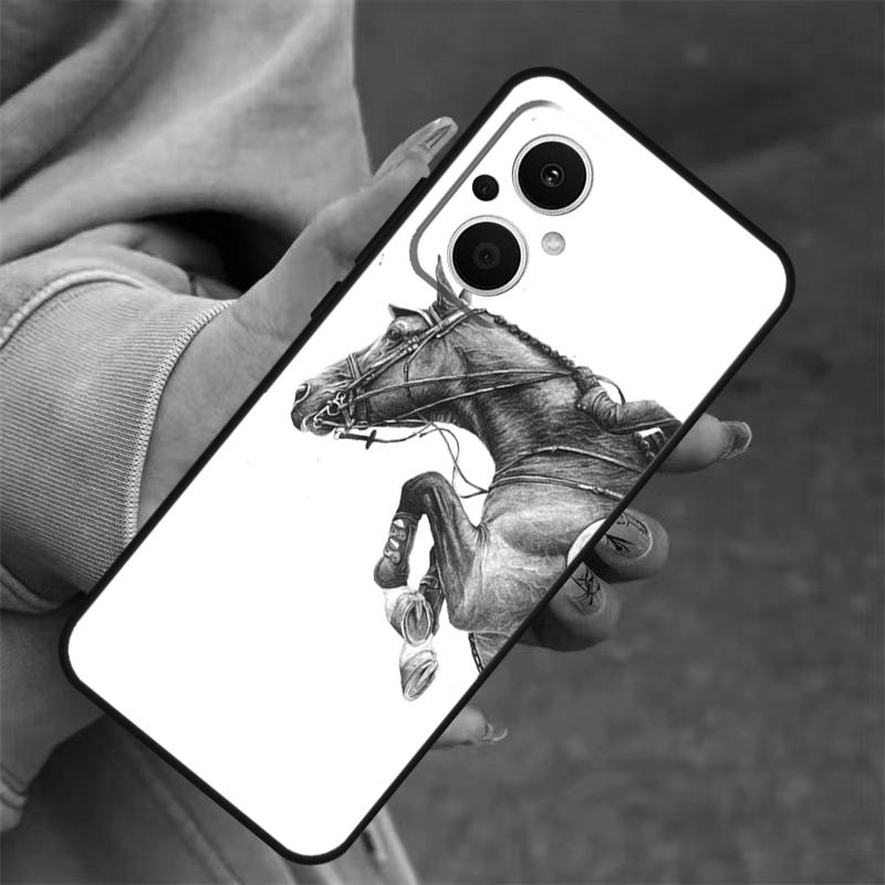 Чехол-скетч с лошадью для OPPO Reno 14 10 11 12 13 Pro 11F 12F 13F 14F 7 8 Lite OPPO Find X9 X8 X5 Pro