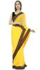 Atasi Indian Women's Traditional Yellow Georgette Casual Saree With Blouse