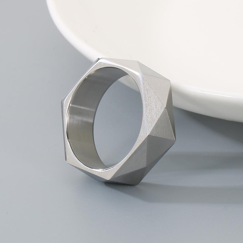 Fade Geometric Faceted Ring for Men Stainless Steel Cut Finger Anillos Hip Hop Polygon Ring Jewelry Gifts for Couples
