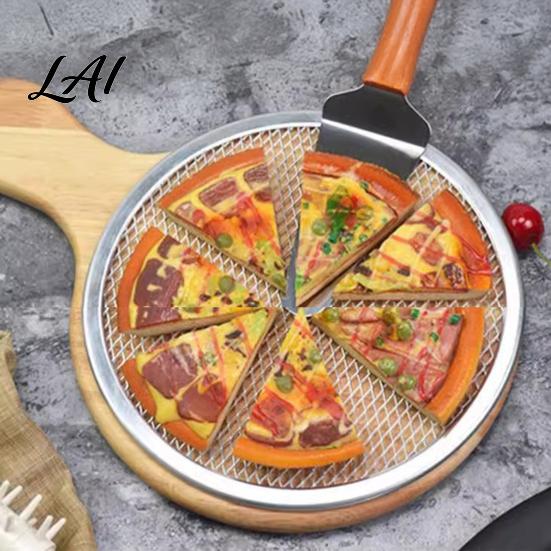 Portable Barbecue Rack Aluminum Alloy Pizza Screen Non Stick Mesh Baking Pan Equipment Round Crisper Tray for Oven Home Kitchen Restaurant