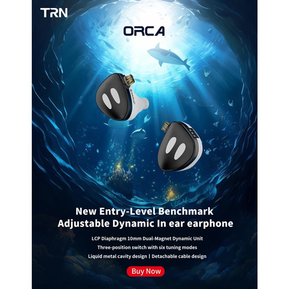 TRN ORCA Dynamic In Ear Earphones High Performance Dynamic Driver IEMs Earbuds with  Detachable Cable Tuning Switch  Headset