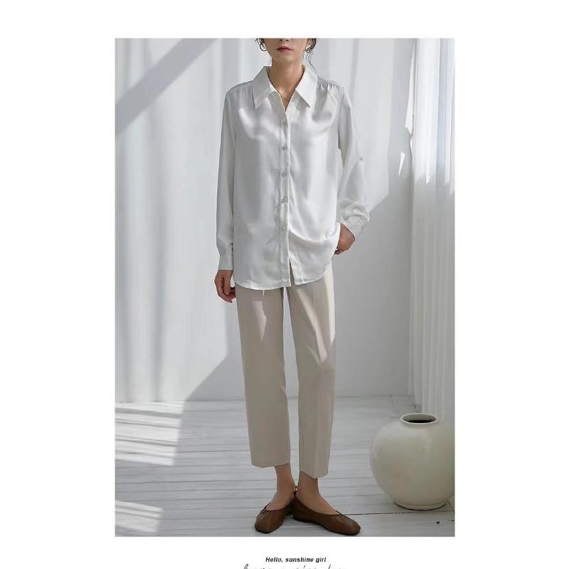 Повседневная женская рубашка, белая рубашка с длинными рукавами, женская, для холодного ветра, для женщин, для пожилых, с чувством профессионального темперамента, драпированная, устойчивая к складкам блузка