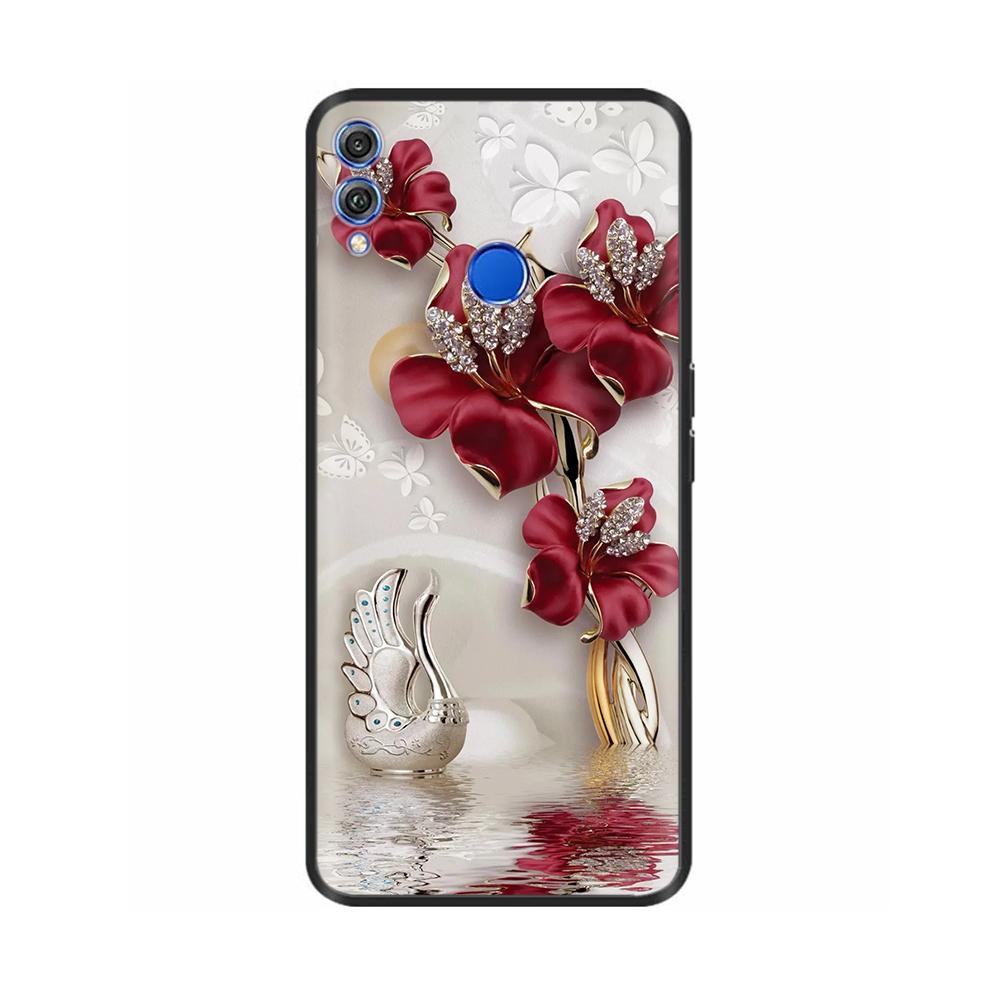 Для Honor 8X Чехол Мягкий Жидкий Силикон Полное Покрытие Чехол для Телефона Для Huawei Honor 8X Чехлы Honor8X Милый Панда Задняя Крышка Fundas