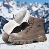 Men's Waterproof Leather & Fur Snow Boots - Non-Slip, Warm High-Top Workwear Martin Boots