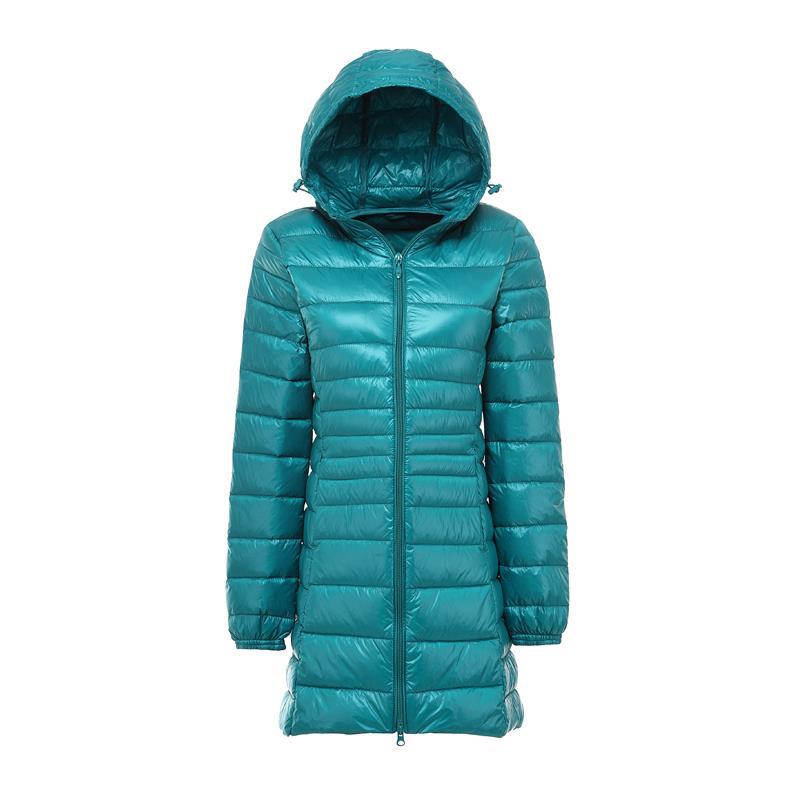 FASHION  Light Down Jacket Women's Medium  Long Fattened Plus Size Removable Cap Lightweight Ultra-thin Jacket Tide Clothes
