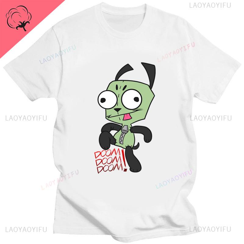 Kawaii Invader Zim Invader Gir Graphic T Shirt Zim Image Cartoon T Shirt Unisex Women Retro Tee Shirt Fashion Shirt Streetwear Tops