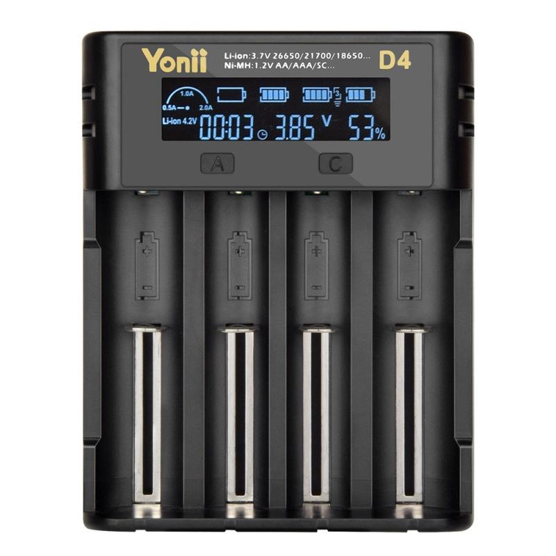 Зарядное устройство с 4 слотами для ЖК-дисплея, умное USB-зарядное устройство с ЖК-дисплеем для AA/AAA/18650/21700/2665010400/14500/14650/16340/18350/18500/18490 Nimh аккумуляторов