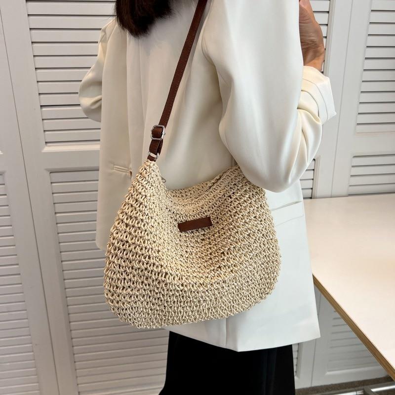 Women Fashion Summer Straw Crossbody Bag Beach Holiday Shopping Woven Shoulder Handbag Messenger Purses for Women Bags