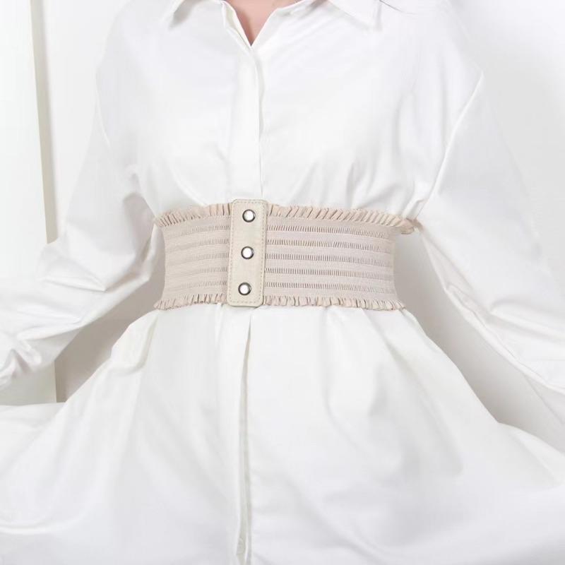 Оборки широкий пояс тройная пряжка элегантный эластичный пояс декоративный платье пояс для женщин большой размер