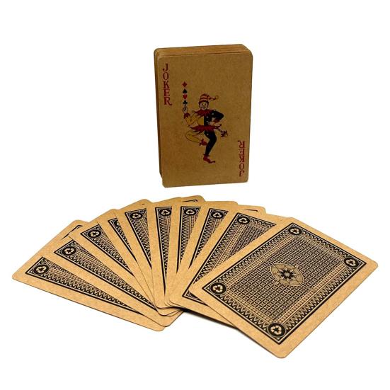 54Pcs/Set Kraft Paper Poker Card Waterproof Game Card Deck Kids Adults Family Night Multi-player Interactive Classical Card Board Game Props