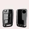 Прозрачный Черный ТПУ Для Vw Golf 4 5 Passat B5 B6 Polo Touran Jetta Seat Skoda Флип Чехол Брелок для Автомобильного Ключа Аксессуары