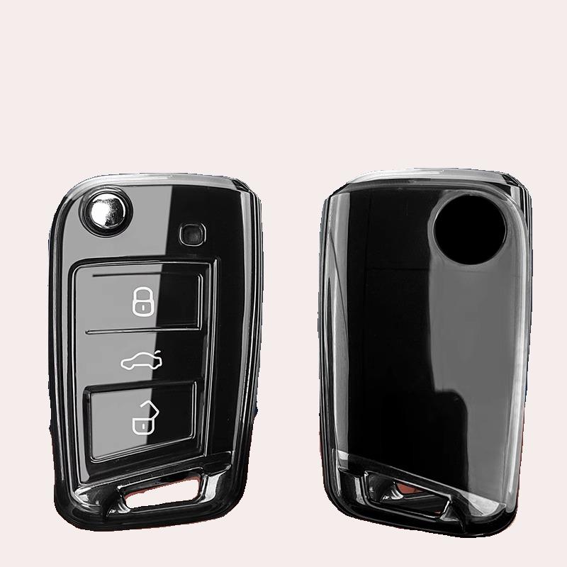 Прозрачный Черный ТПУ Для Vw Golf 4 5 Passat B5 B6 Polo Touran Jetta Seat Skoda Флип Чехол Брелок для Автомобильного Ключа Аксессуары