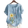 Women's Casual Cotton Short Sleeve Top with 11 Colorful Floral Prints and Round Neck