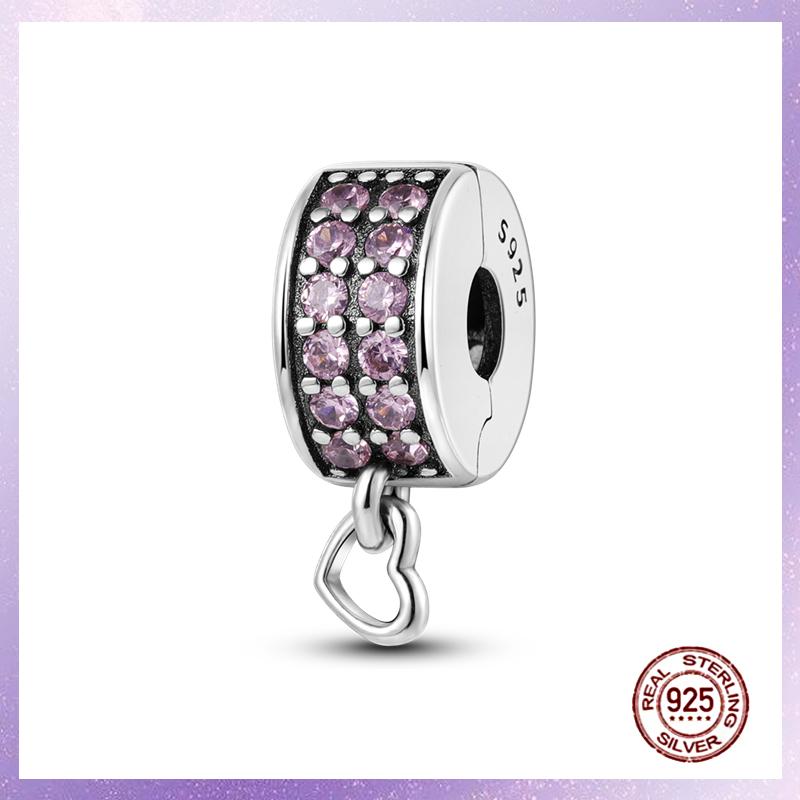 Фиолетовые Шармы Медный Fit Оригинальный Подвесной Браслет Бабочка Стекло Сердце Перо Клип Шарм Подвеска Светящаяся Бусина DIY Ювелирные Изделия