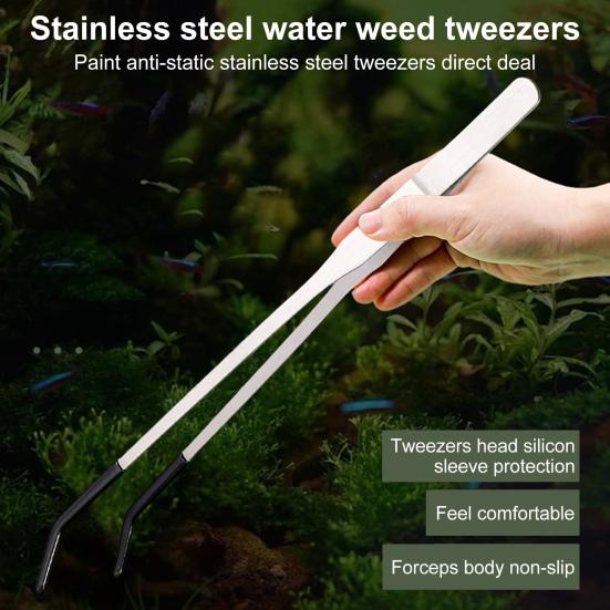2 шт. Щипцы для кормления рептилий из нержавеющей стали с резиновым наконечником, длинные прямые и изогнутые пинцеты, аксессуары для аквариума с бородатыми агамами и змеями, принадлежности для террариума