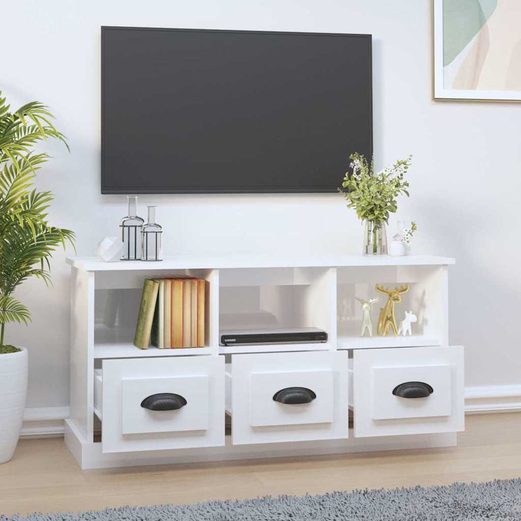 Vidaxl Szafka Pod Tv, Wysoki Połysk, Biała, 100X35X50 Cm