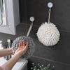 New Solid Color Chenille Towel Kitchen Bathroom Hanging Ring Towel Ball Quick Drying Soft Water Absorbing Ultra Fine Fiber Towel