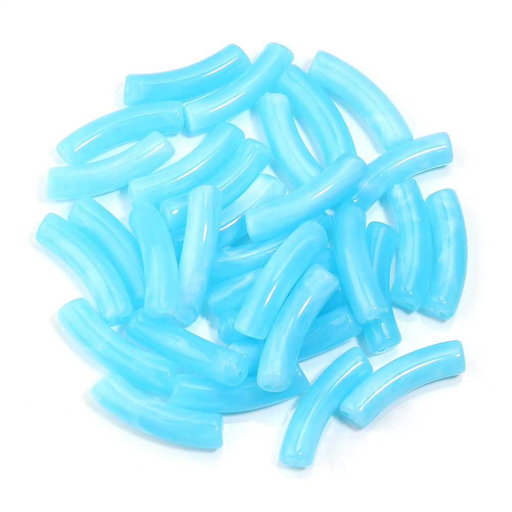 30pcs/lot Acrylic Curved Tube Beads Dual Color Thin Bamboo Shape Loose Spacer Bead For DIY Bracelet Necklace Jewelry Accessories