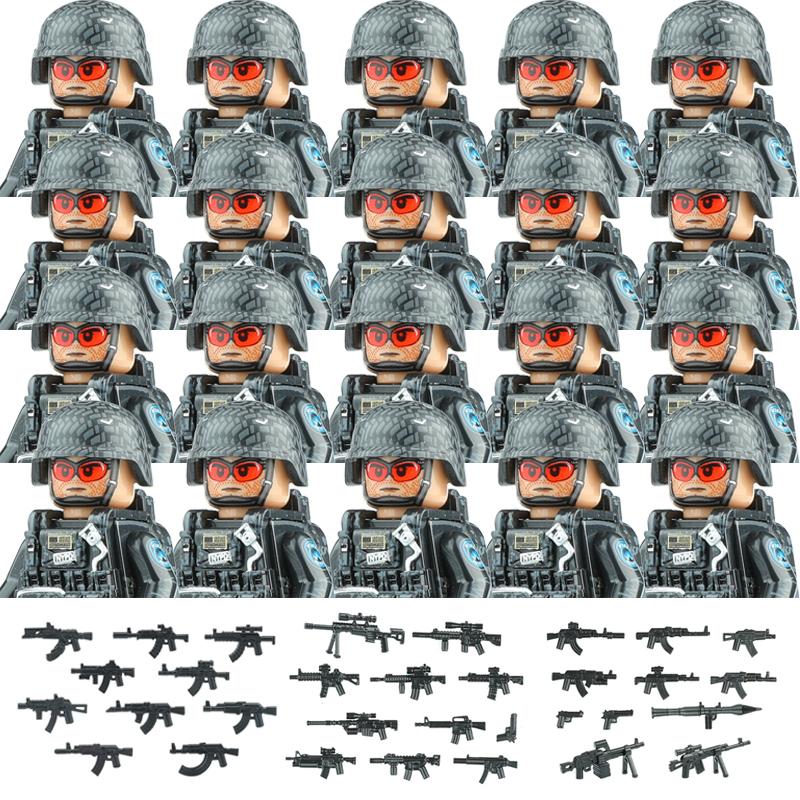 20 ШТ. Военные Армейские Фигурки Строительные Блоки SWAT Призрачный Коммандос США Россия Спецназовец Оружие Щит Пояс Кирпичики Игрушки