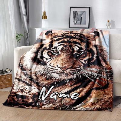 240Gm2 Tiger Customize Your Name Outdoor Blanket Suitable For All Seasons Comfortable And Warm Soft Blanket Suitable For Travel Gifts For Relatives