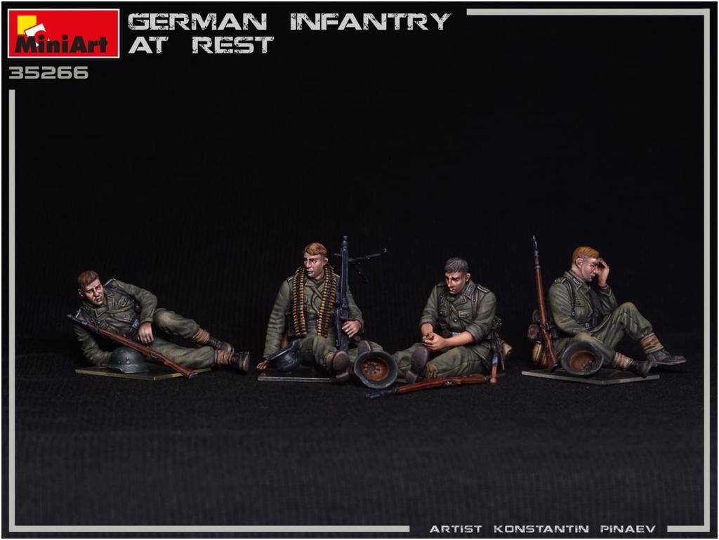 MiniArt Немецкая пехота на отдыхе 4 штуки Пластиковая модель MA35266 1/35