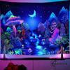 Fluorescent Mushroom Tapestry UV Fluorescent Cold Wall Hung Decorative Room Aesthetics Hippie