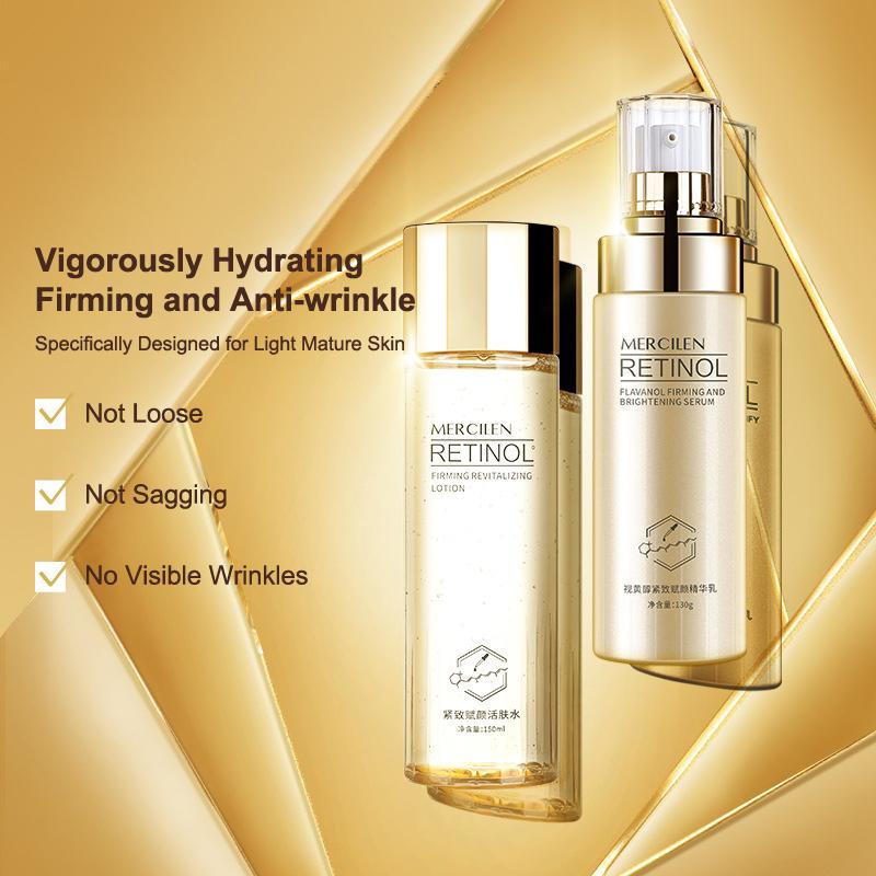 MERCILEN Caviar Collagen Anti Wrinkle Face Lotion Tightening Lifting Face Care Toner Moisturizing Oil Control Beauty Set