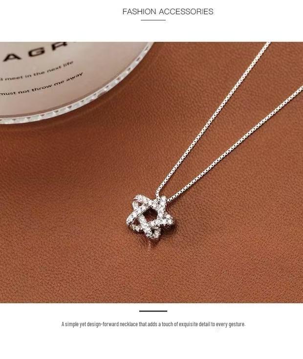 Сверкающее бриллиантовое ожерелье-звезда: Пятиконечная звезда из белого золота с покрытием из нейзильбера и настоящего золота для роскошного, высококлассного вида.