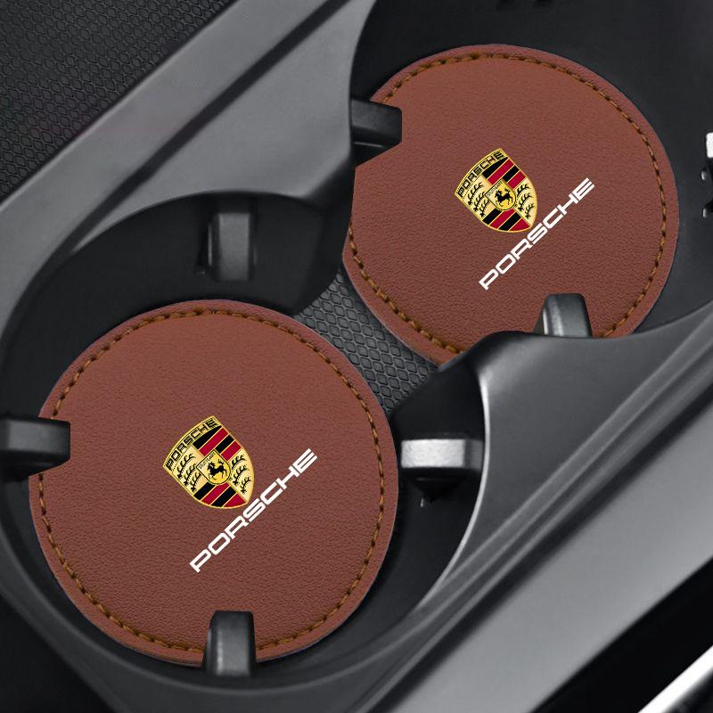 Car Coaster Water Cup Bottle Holder Anti-slip Pads for Porsche 718 Cayenne Panamera 911 Macan Taycan Cayman Boxster Sticker IJCDF1