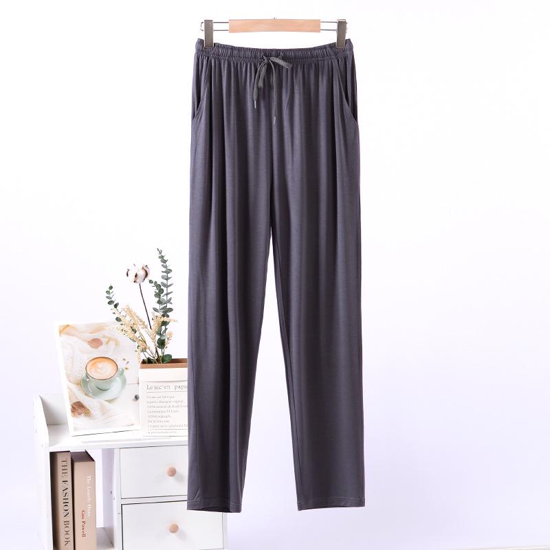 Мужские пижамные брюки большого размера из модала и ледяного шелка - Повседневные, Свободные, Длинные, Цельные