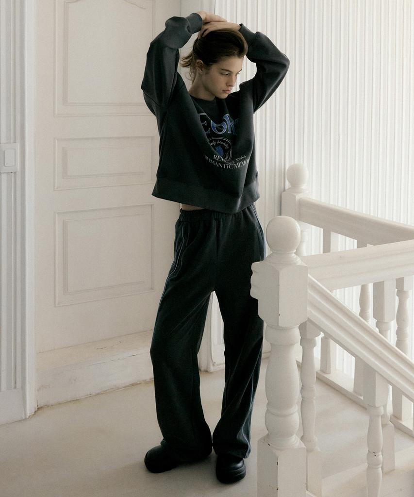 REORG Rie Vintage Piping Logo Wide Pants Dark Gray
