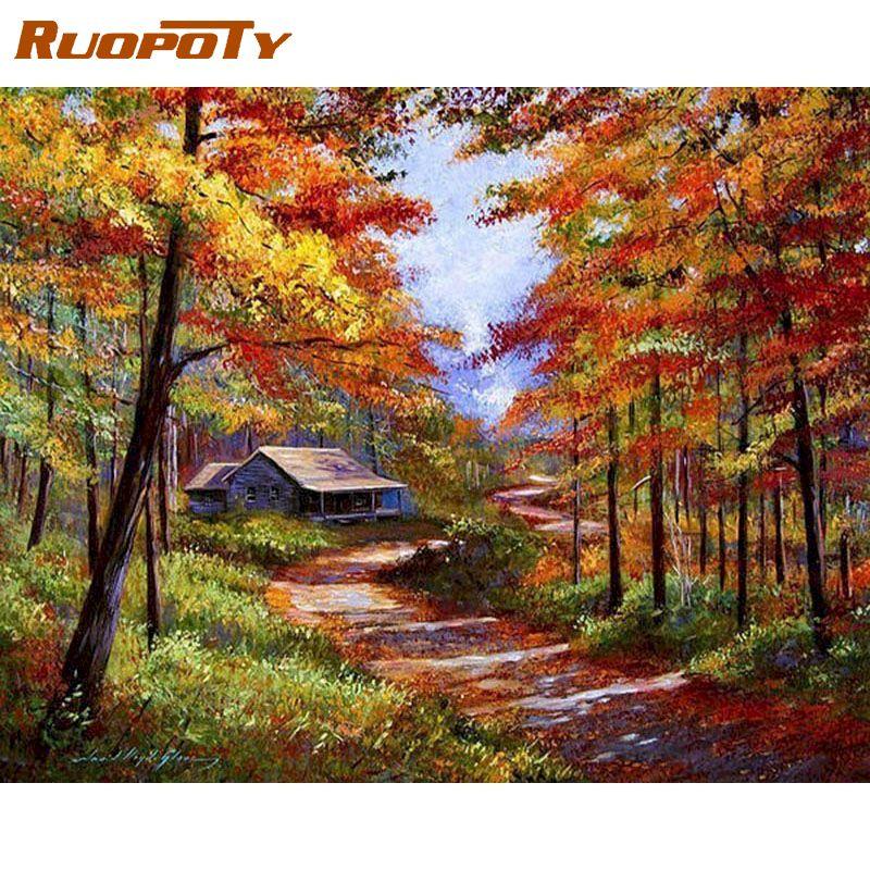 RUOPOTY Frameless Forest Landscape DIY Digital Painting By Numbers Modern Wall Art Canvas Painting For Home Decoration
