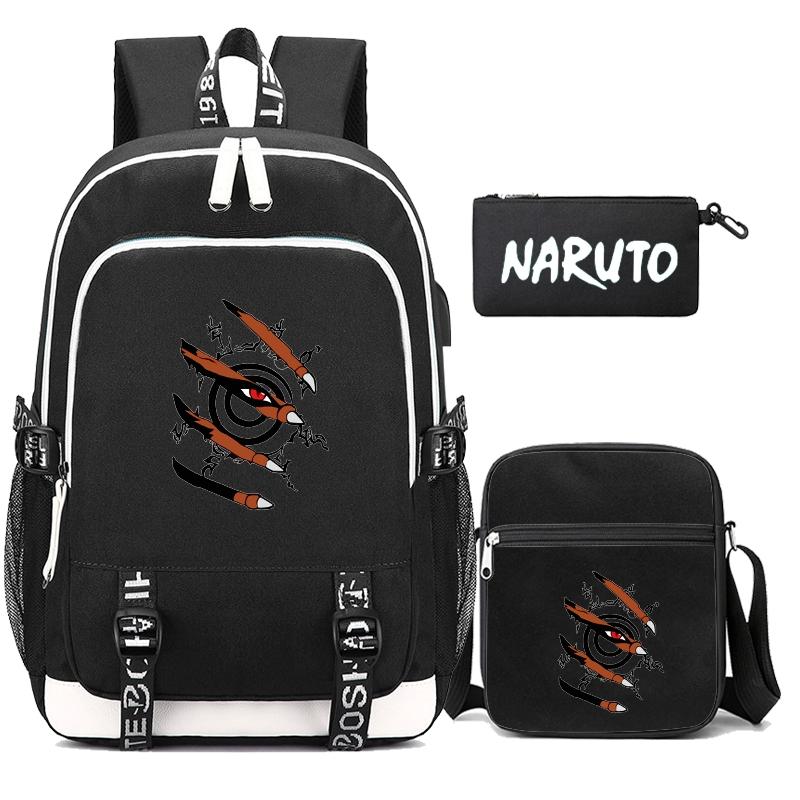 3 шт./компл. рюкзак аниме «Наруто» для мальчиков и девочек-подростков, школьный рюкзак с сумкой на плечо, чехол Pencli, дорожная сумка, рюкзак