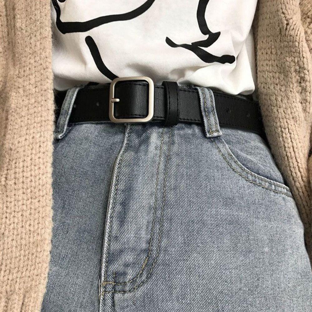 Модный Шикарный Повседневный Кожаный Ремень Женский Ремешок для Платья Пояс Квадратная Пряжка-Штырь Пояс